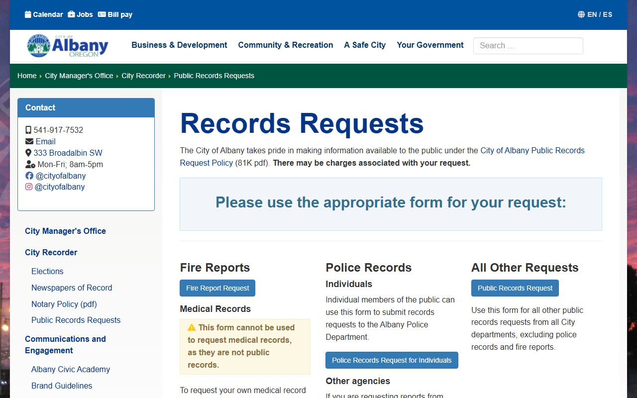 Albany public records requests for arrest booking data