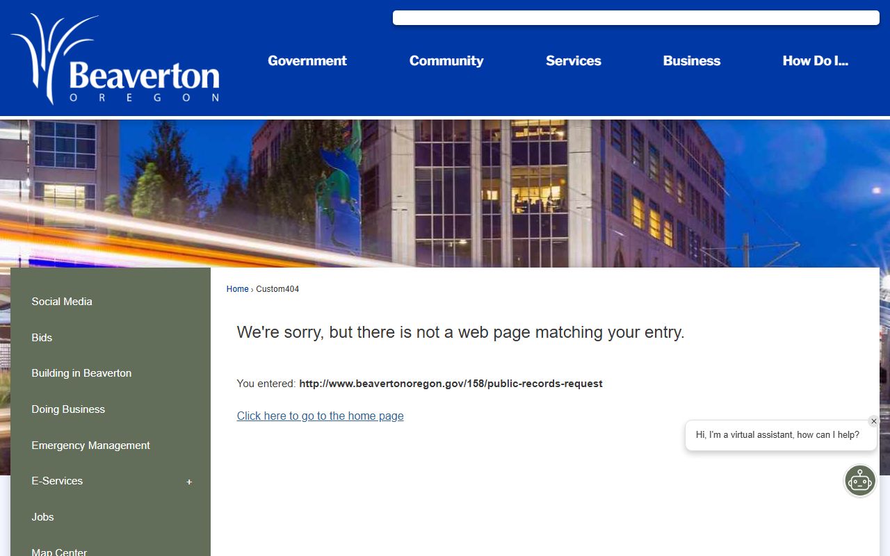 Beaverton public records request portal for booking records
