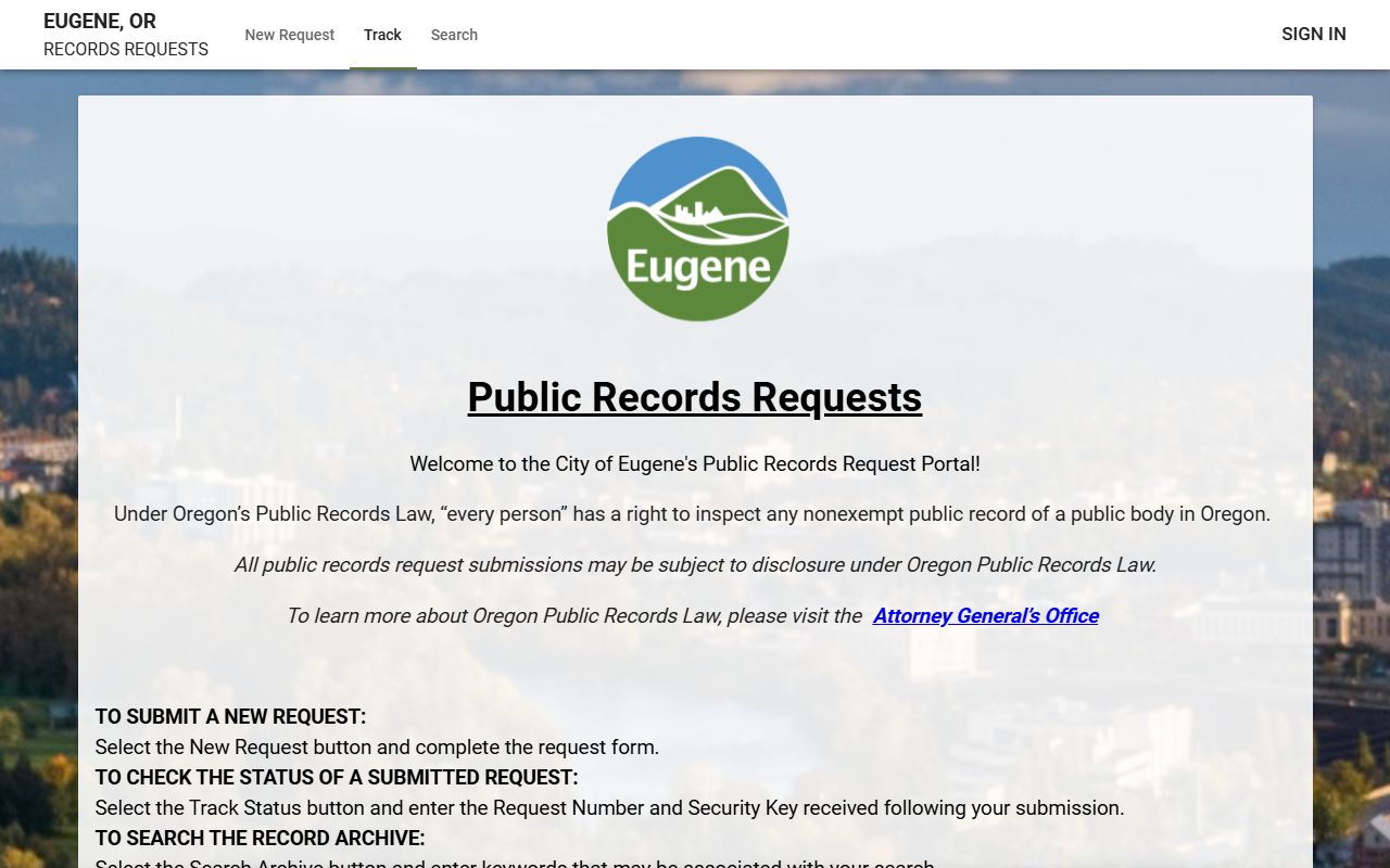 Eugene city public records portal for arrest booking lookup