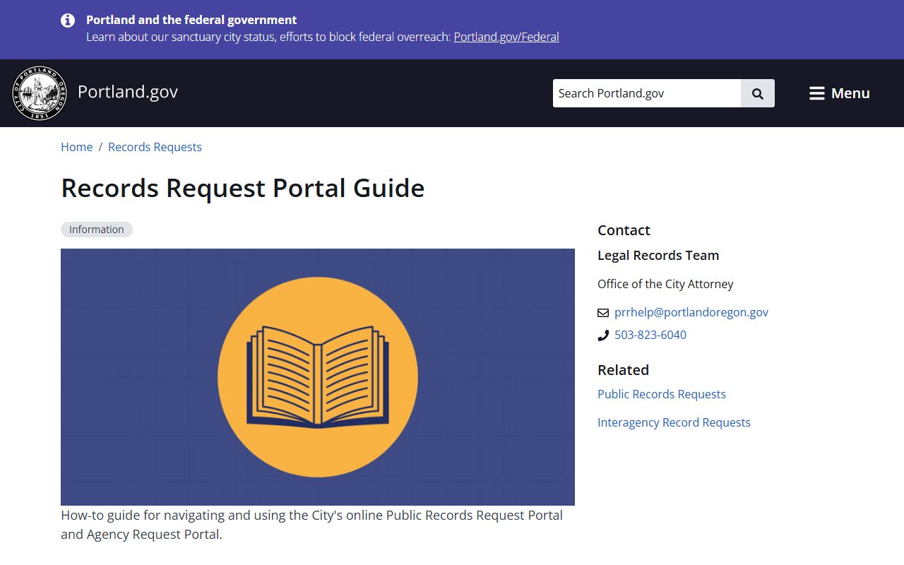 Portland booking records request portal guide