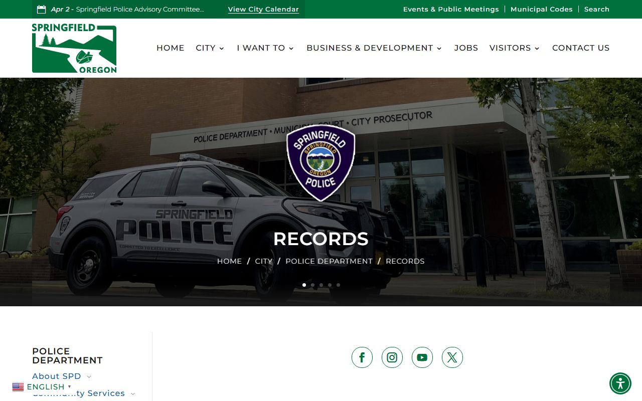 Springfield Police records unit for booking data requests