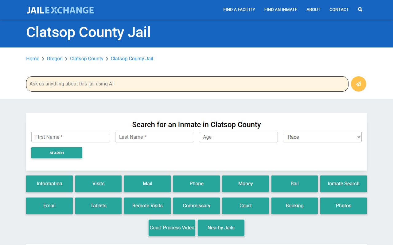 Clatsop County Jail used for 72 hour booking in Astoria Oregon