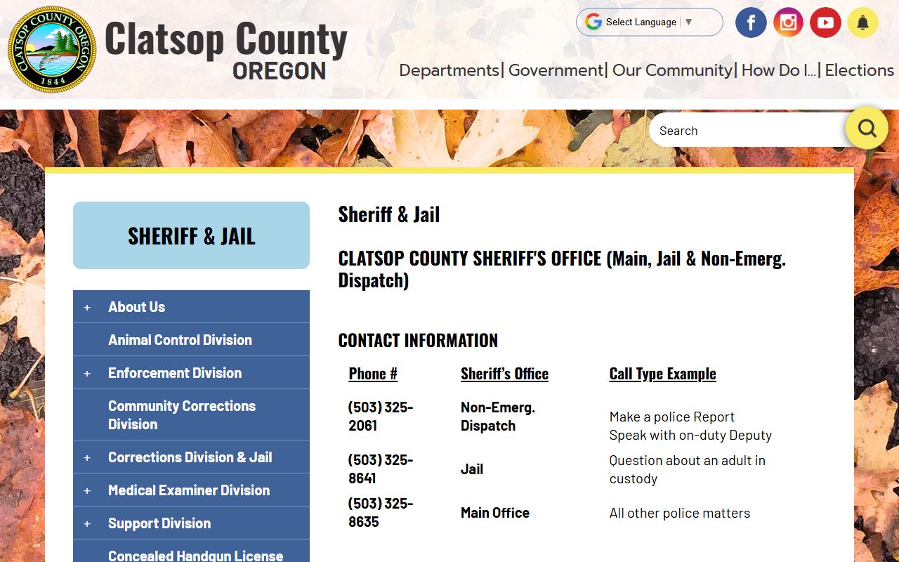 Clatsop County Sheriff's Office for 72 hour booking operations in Oregon