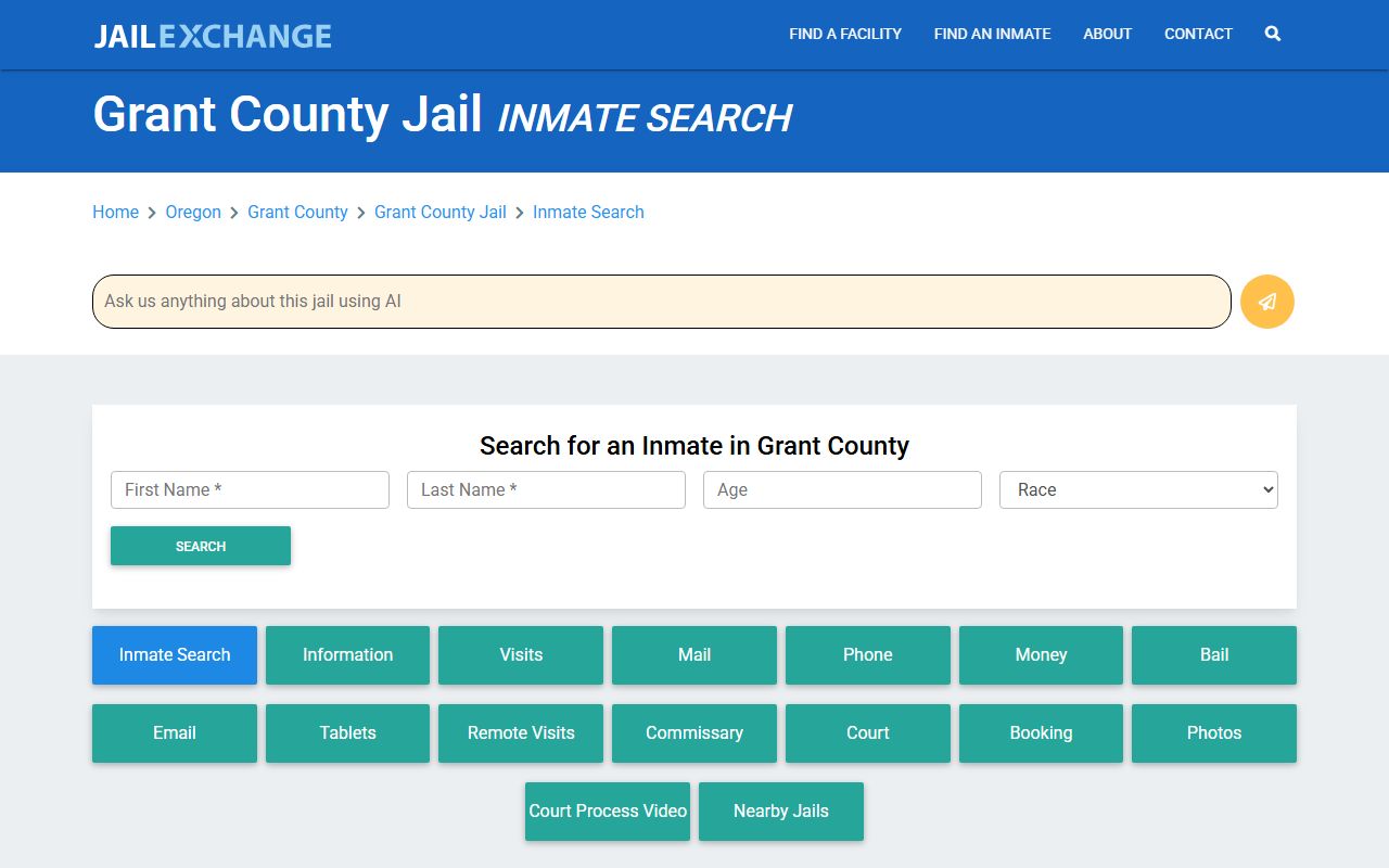 Grant County jail booking information from JailExchange for eastern Oregon arrests