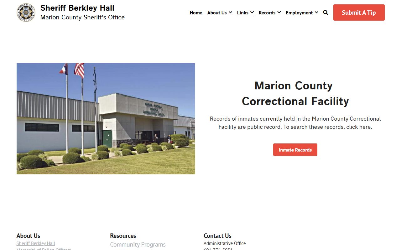 Marion County inmate records page for 72 hour booking data in Salem Oregon