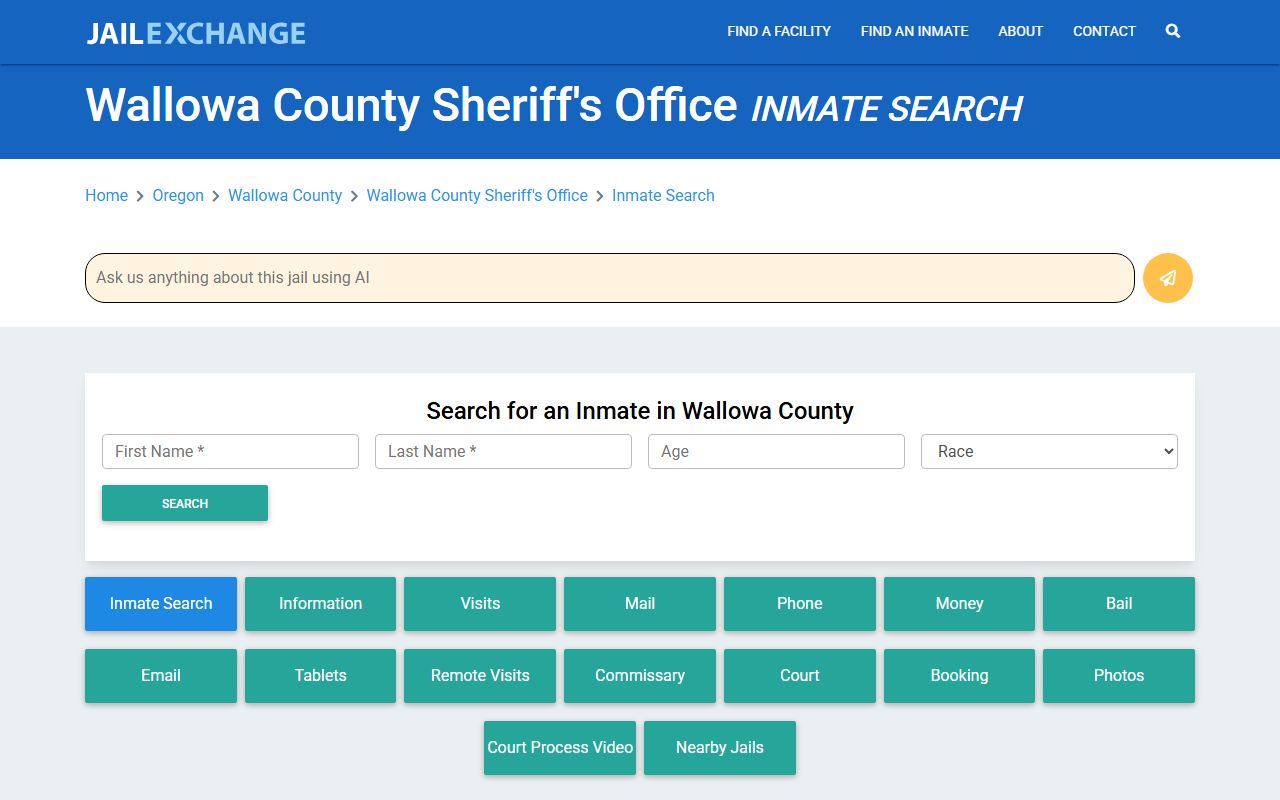 Wallowa County Sheriff's Office inmate search for 72 hour booking records in Enterprise Oregon