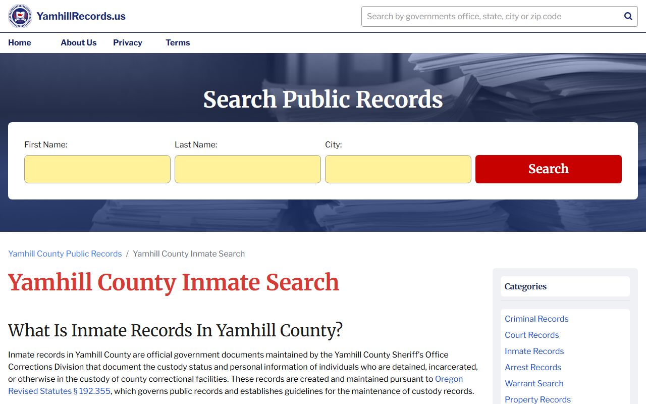 Yamhill County inmate search tool for 72 hour booking records in McMinnville Oregon