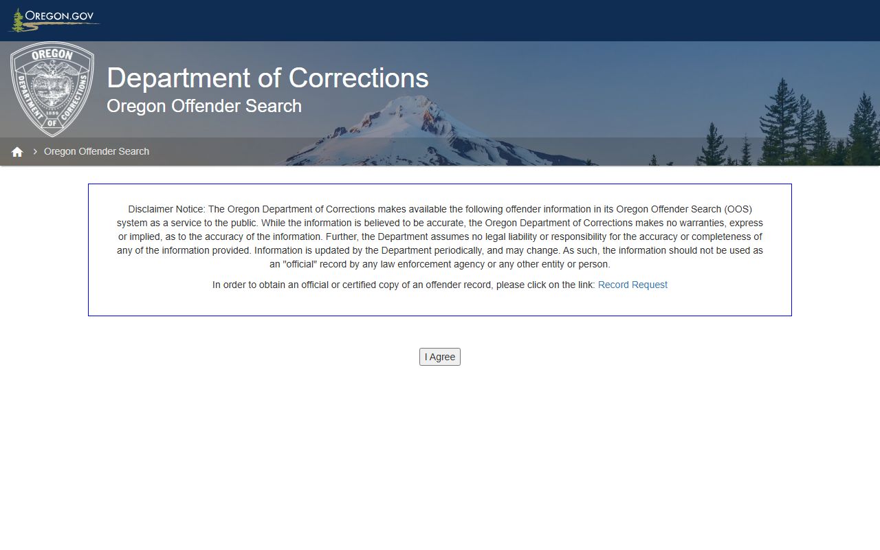 Oregon Department of Corrections offender search for booking records